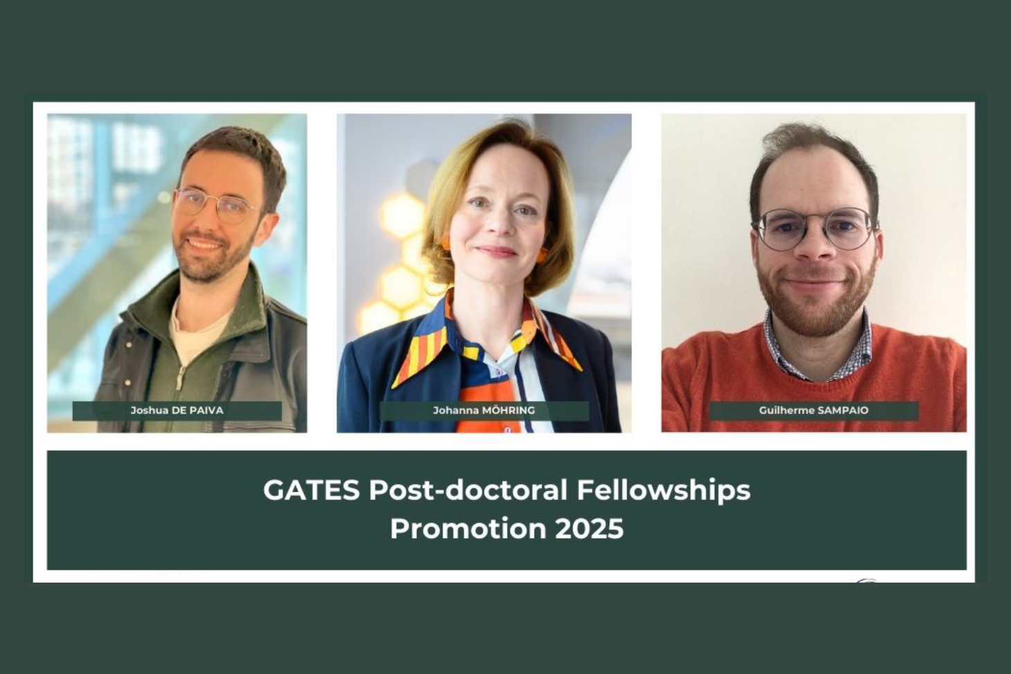 3 post-doctorants lauréats du programme "International Excellence in the Humanities Fellowships" du projet GATES 